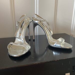 DOLCE & GABBANNA vintage silver stiletto sandals size 37.5